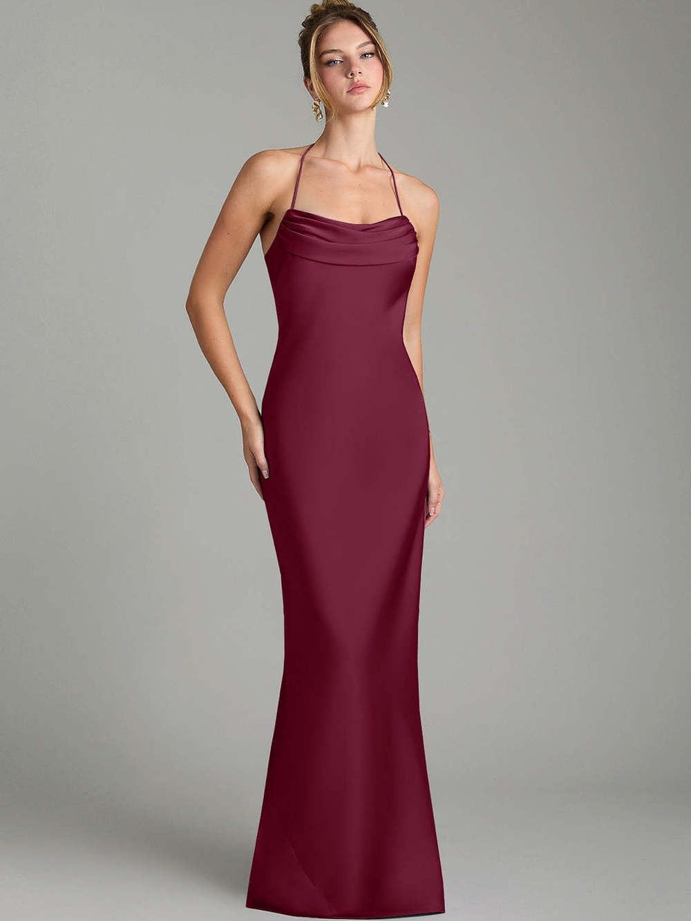 AZAZIE MAE Mulberry Mermaid Pleated Stretch Satin Dress